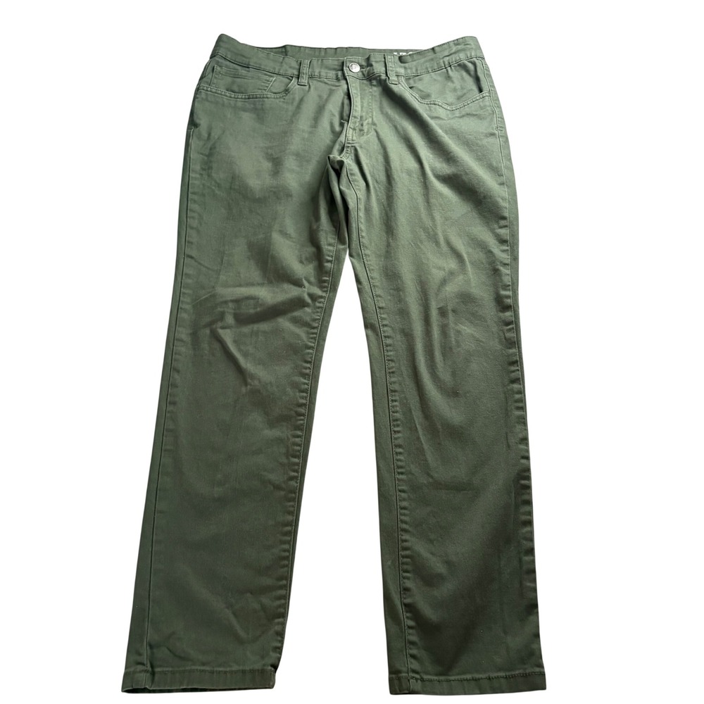 IZOD Skinny Fit Pants Mens 34x30 Olive Green Stretch Cotton Twill Chino Jeans